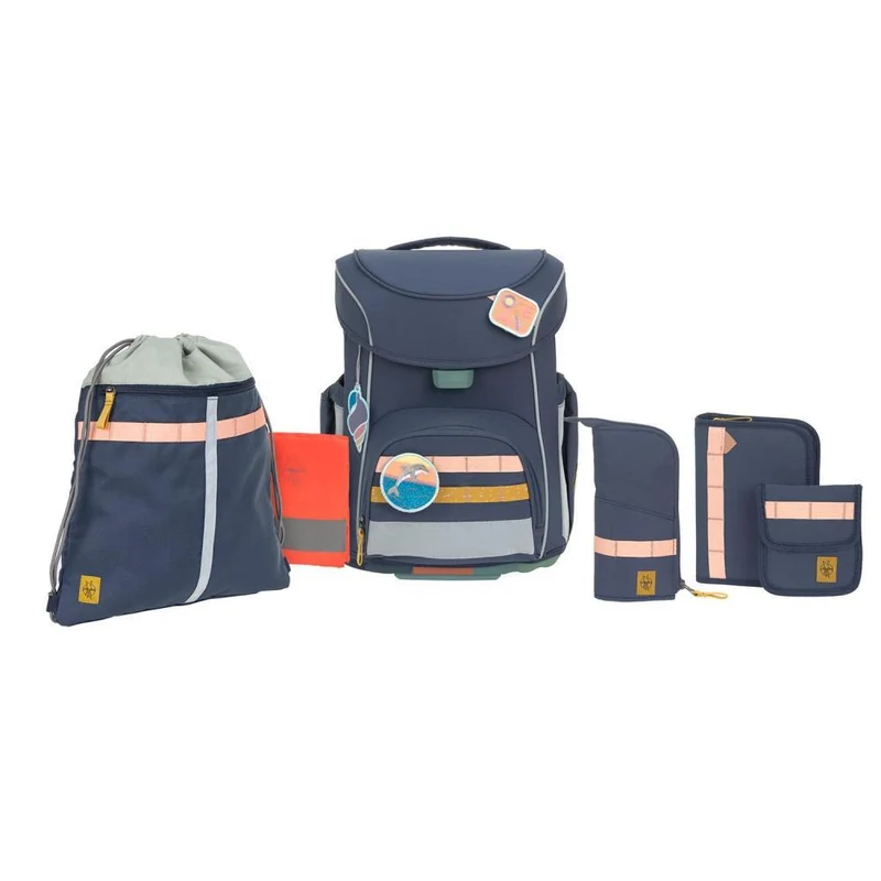 Lässig Slim Unique Navy Schulranzen Set 7tlg.