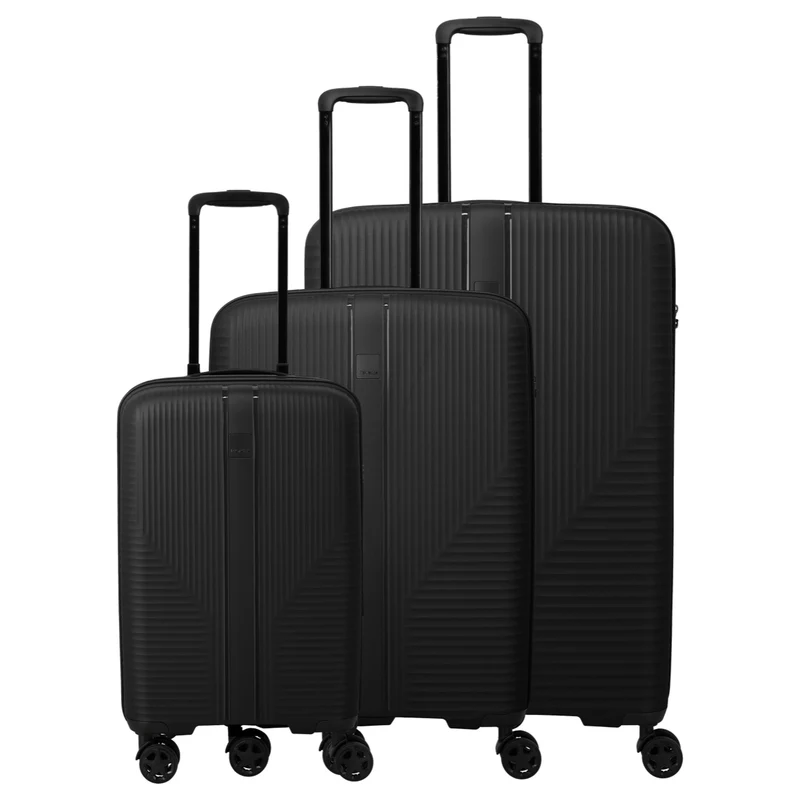 Travelite Air Stripe - 4-Rollen-Trolley Set 3tlg. erw. L/M/S (Slim) (black)