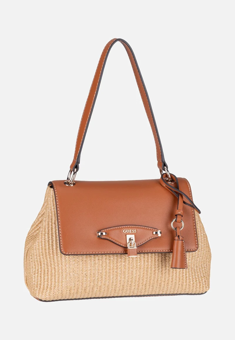 Maggie Straw Flap 53190 Natural/Caramel - Schultertasche