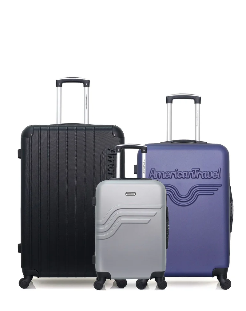 AMERICAN TRAVEL – 3er-Pack – Großer Koffer BUDAPEST, mittelgroßer Koffer CHELSEA und Handgepäck QUEENS