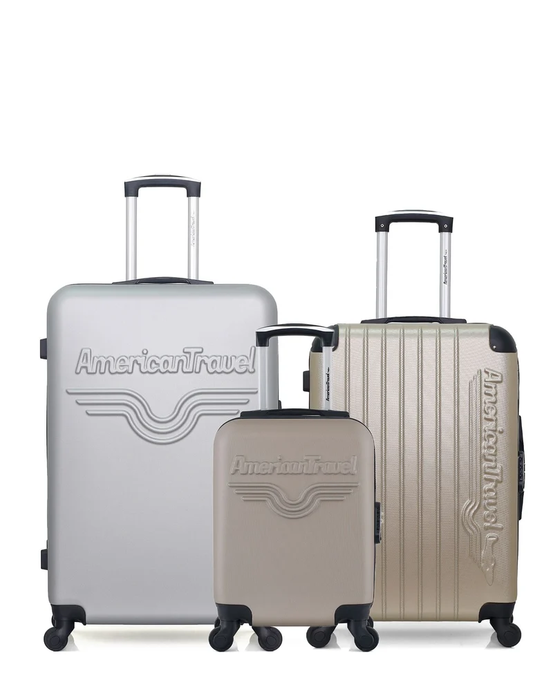 AMERICAN TRAVEL – 3er-Pack – Großer Koffer CHELSEA, mittelgroßer Koffer BUDAPEST und Handgepäck XXS CHELSEA
