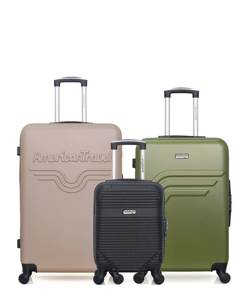 AMERICAN TRAVEL - 3er-Set - Großer Koffer CHELSEA, mittelgroßer Koffer QUEENS und Handgepäck XXS MEMPHIS