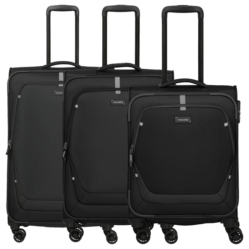 Travelite Umbria - 4-Rollen-Trolley-Set 3 tlg. (schwarz)