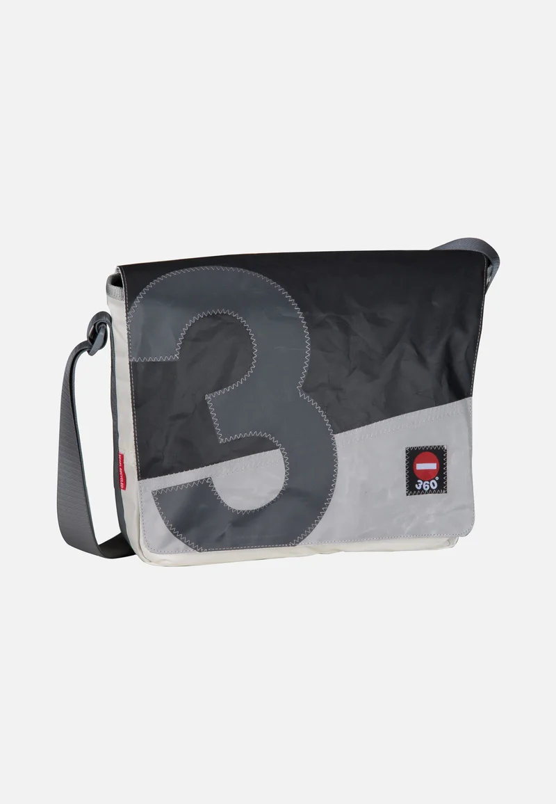 Barkasse Schwarz/Hellgrau mit Zahl Grau - Messenger Bag