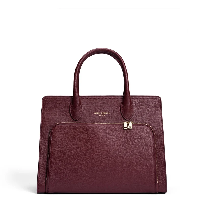 Isabel Bernard Honoré Nadine bordeauxrote Handtasche aus Kalbsleder mit 13-Zoll-Laptopfach IB25110-052-13