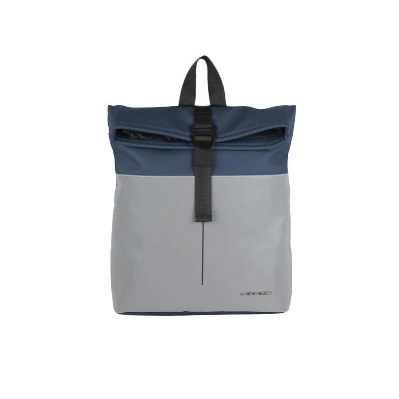 New Rebels Bowie New York Reflective Navy Mini Rolltop Rucksack
