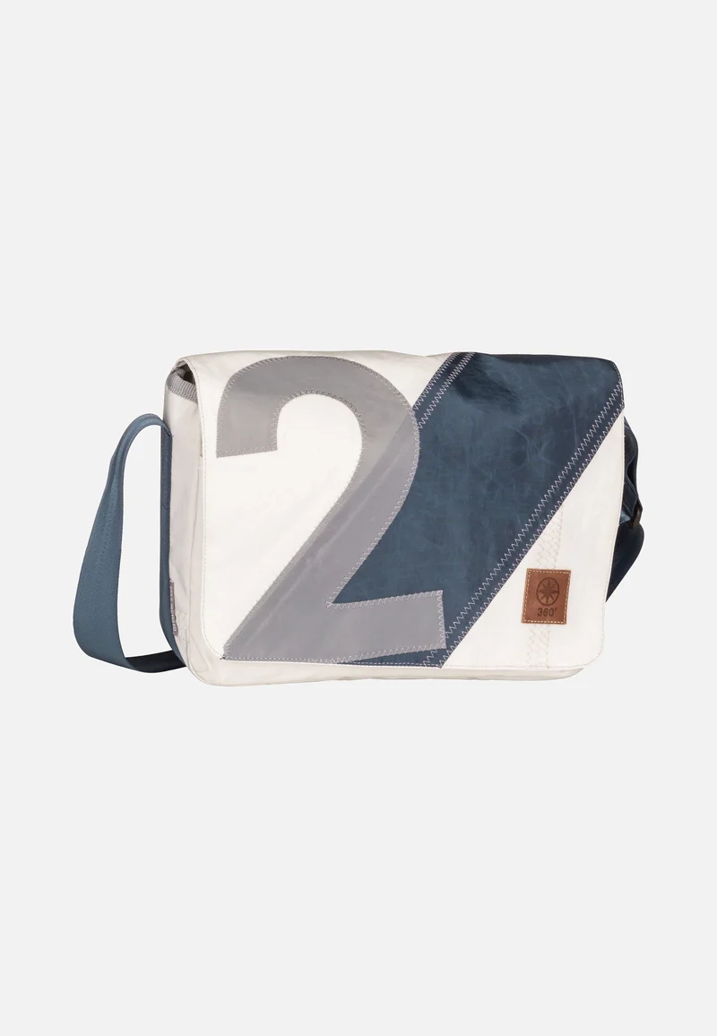 Barkasse Mini Weiß/Streifen Blau/Zahl Grau - Messenger Bag