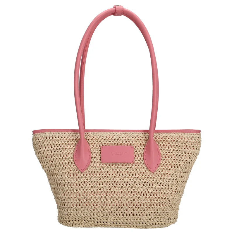 Seidenfelt Savonlinna Tulip - Shopper 33.5 cm (natural straw with pink)
