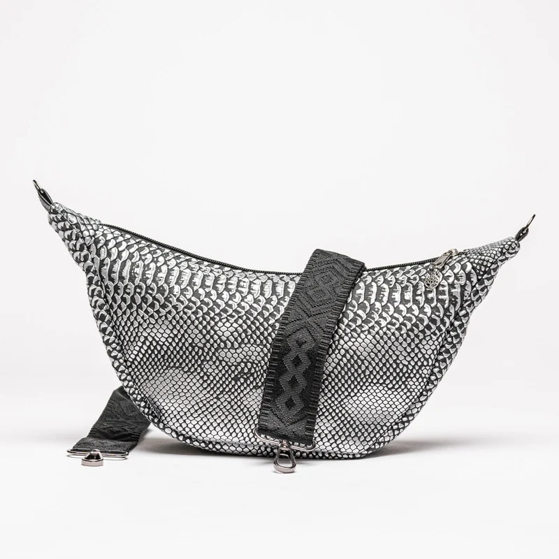 Luna-Bag Kunstleder silber Schlange
