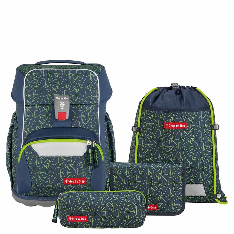 Step by Step Basis - Schulranzen Set 4tlg. (Green Geometric)