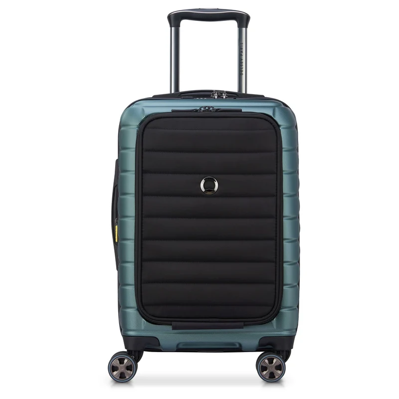 Delsey Paris Shadow 5.0 - 4-Rollen-Kabinentrolley mit Vordertasche S 55 cm erw. USB (grün)