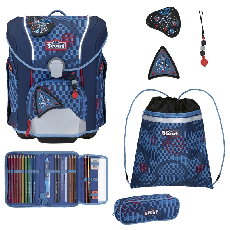 Scout Micro Exklusiv Safety Light - Schulranzen Set 4 tlg. (Spacer Explorer)