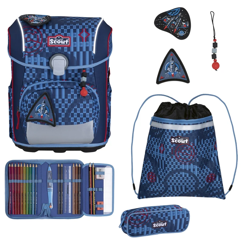 Scout Neo Exklusiv Safety Light - Schulranzen Set 5 tlg. (Space Explorer)