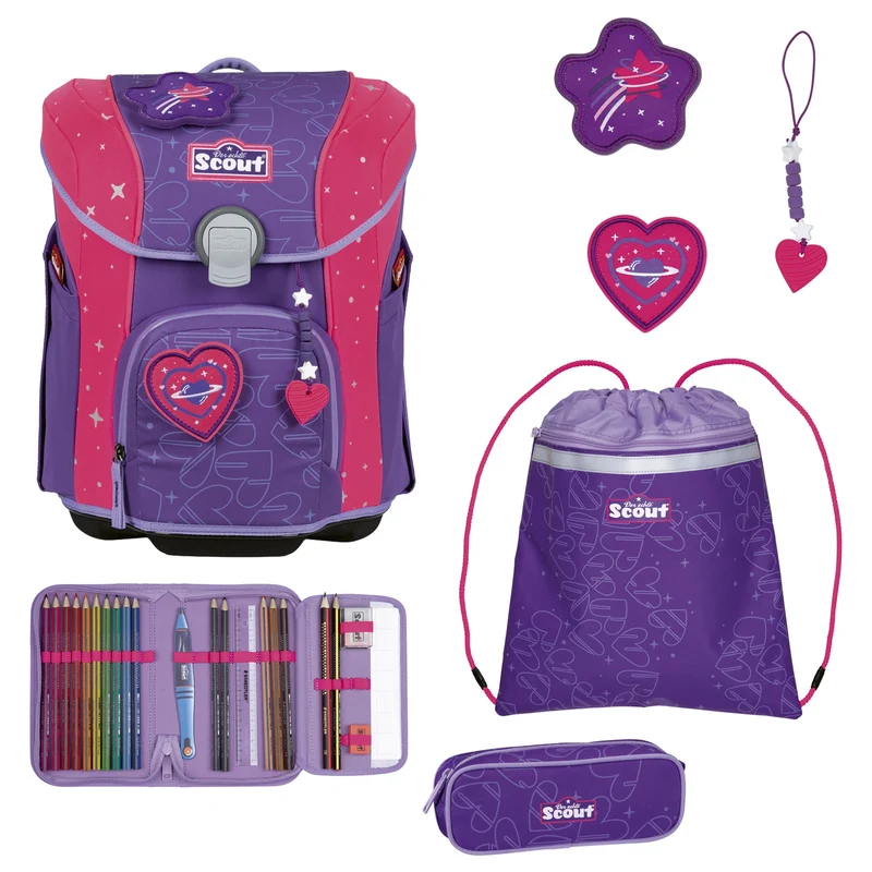 Scout Micro Exklusiv Superflash Extreme - Schulranzen Set 4tlg. (Heartbeat)