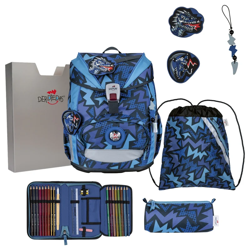 DerDieDas ErgoFlex Light - Schulranzen Set 5tlg. 800g (Dark Dragon)