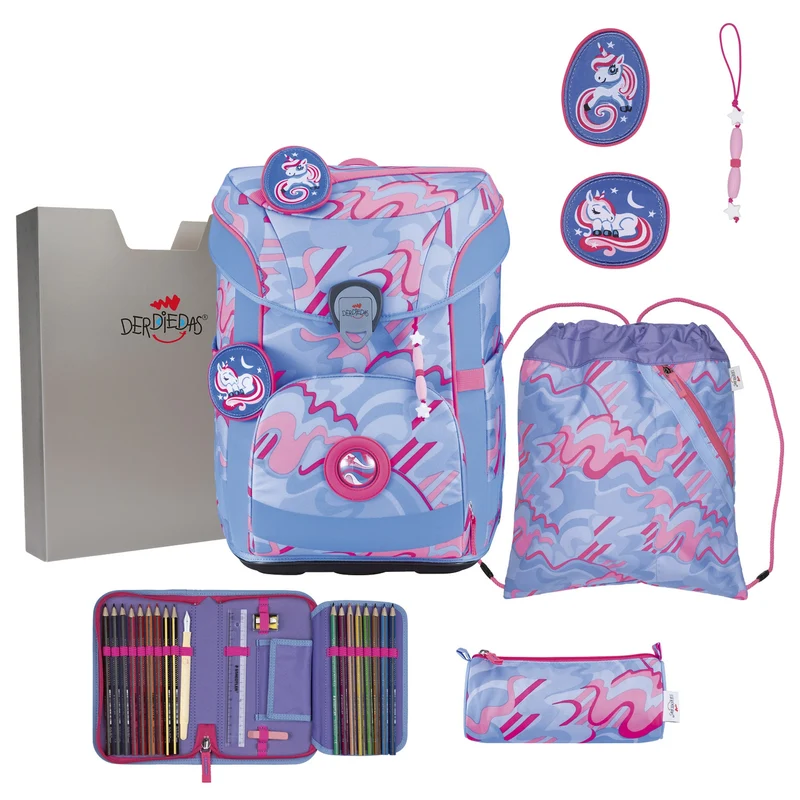 DerDieDas ErgoFlex Easy Exklusiv Superflash - Schulranzen Set 5 tlg. 950g (Magic Unicorn)