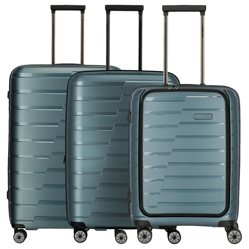 Travelite Air Base - 4-Rollen-Trolley Set 3tlg. L/M/S Vortasche (iceblue)