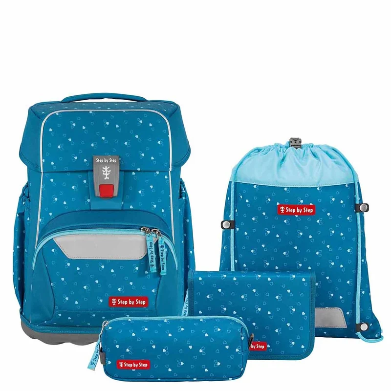 Step by Step Basis - Schulranzen Set 4tlg. (Blue Hearts)