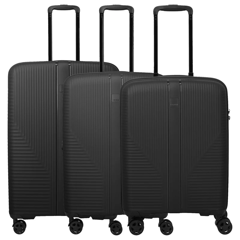 Travelite Air Stripe - 4-Rollen-Trolley Set 3 tlg. (black, Set 3tlg.)