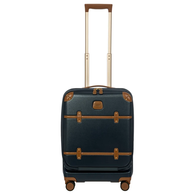 Brics Bellagio - 4-Rollen-Kabinentrolley mit Vortasche 55 cm erw. recycelt (blue/tan)