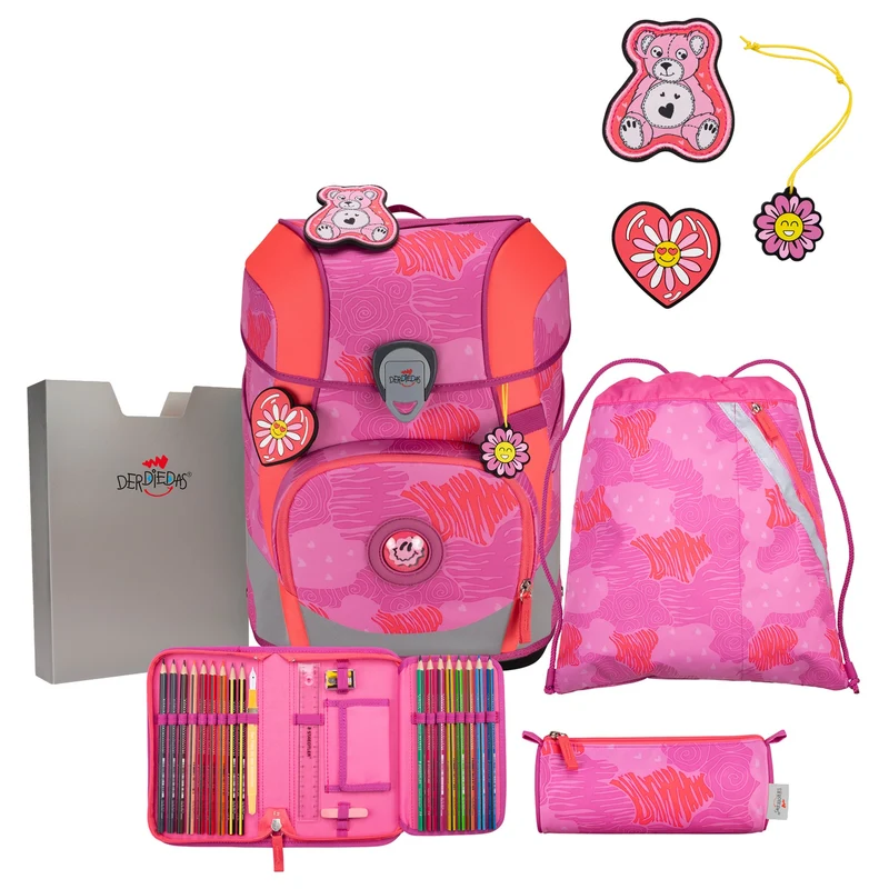DerDieDas ErgoFlex Tiny - Schulranzen Set 5tlg. 900g (Roses)