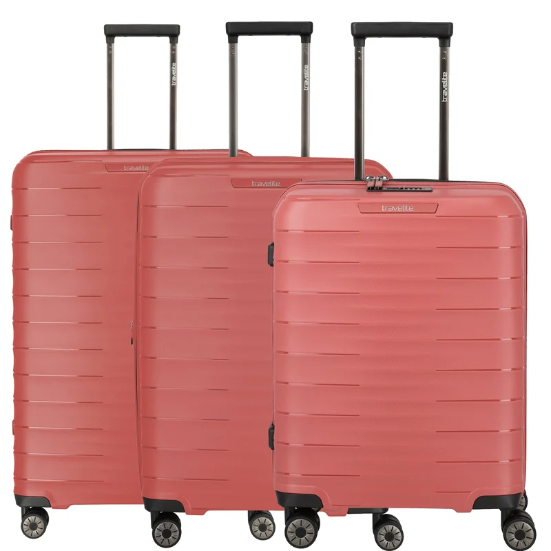 Travelite Mooby - 4-Rollen-Trolley Set L/M/S 3tlg. erw. (rot)