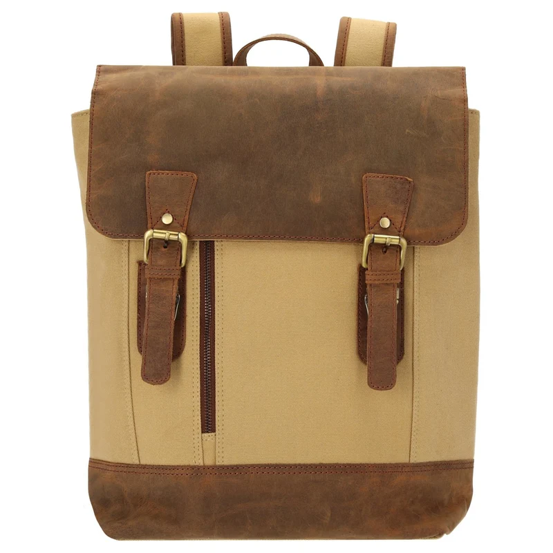 Dermata - Rucksack Canvas/Leder Kombination 39 cm (brown)