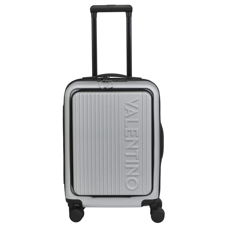 Valentino Bags Explorer Carry On - 4-Rollen-Kabinentrolley mit Getränkehalter 53 cm USB (silver)