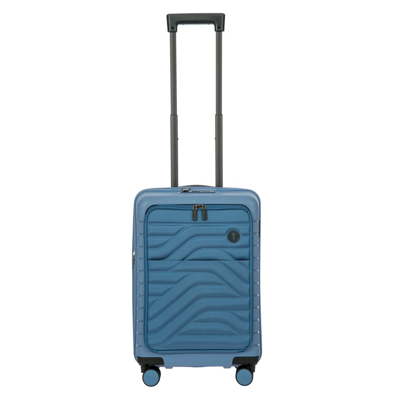 Brics BY Ulisse - 4-Rollen-Kabinentrolley mit Vortasche 55 cm erw. USB (grey blue)
