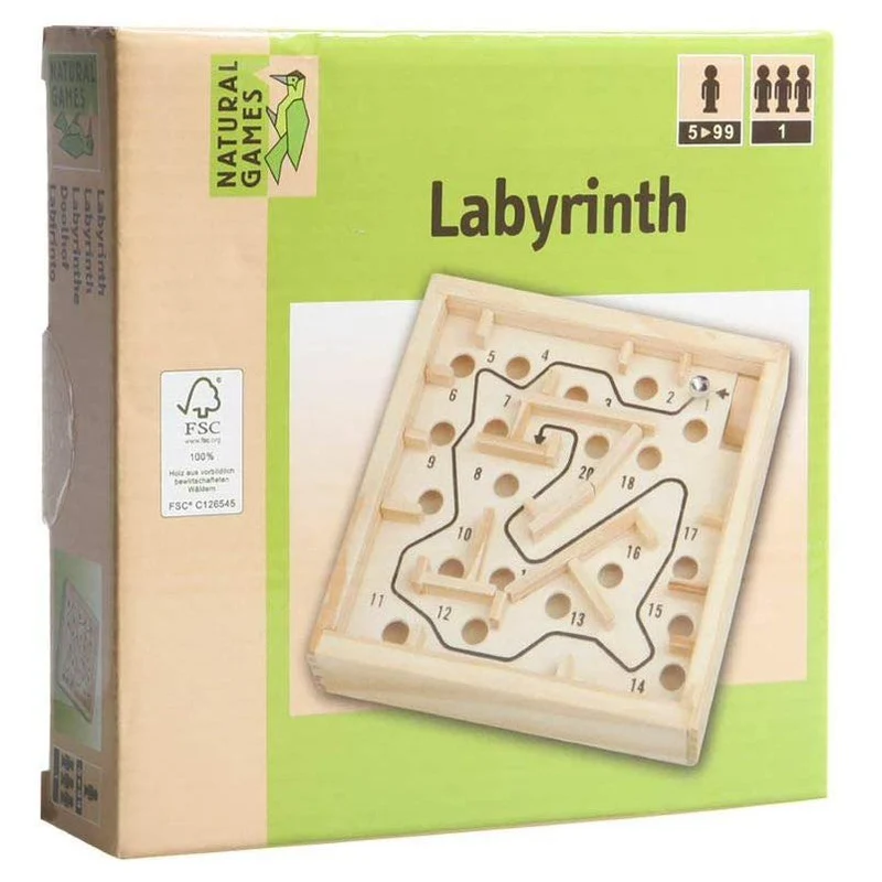 Natural Games Holz Labyrinth 12 x 12 cm (natur)