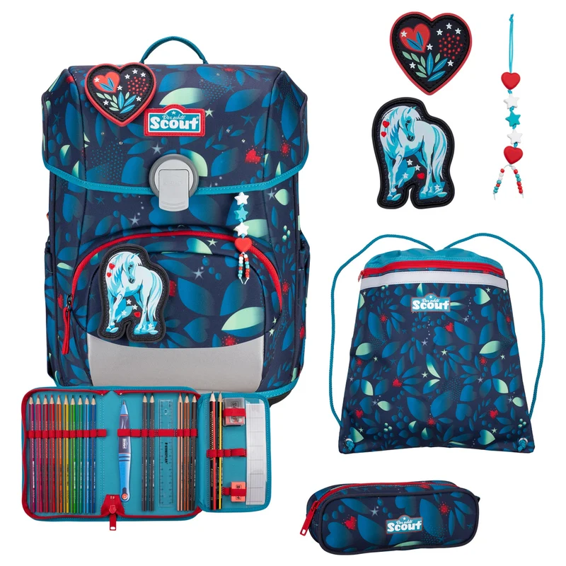 Scout Neo Exklusiv LED - Schulranzen Set 4tlg. (White Unicorn)