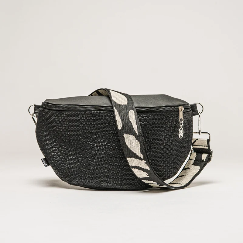Bauchtasche schwarz geflochten