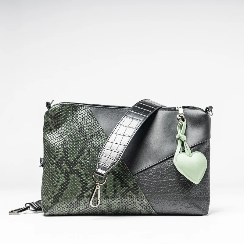 Mini-Cross-Body-Bag grün Schlange