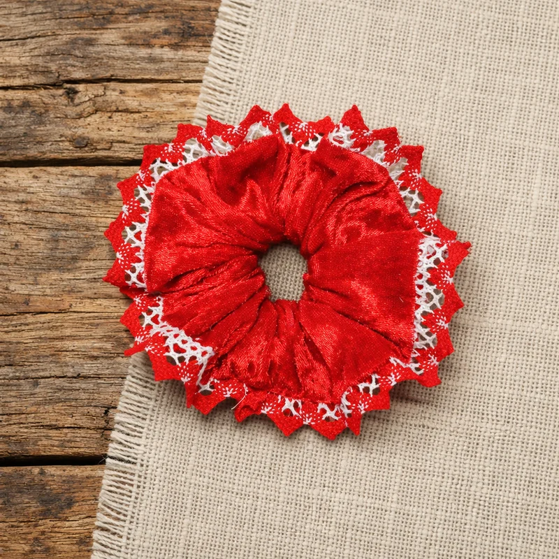 Scrunchies rot mit Spitze