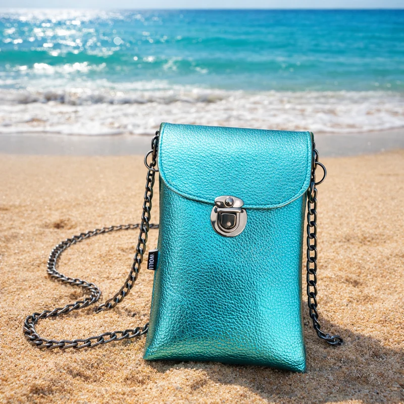 Handytasche metallic acqua