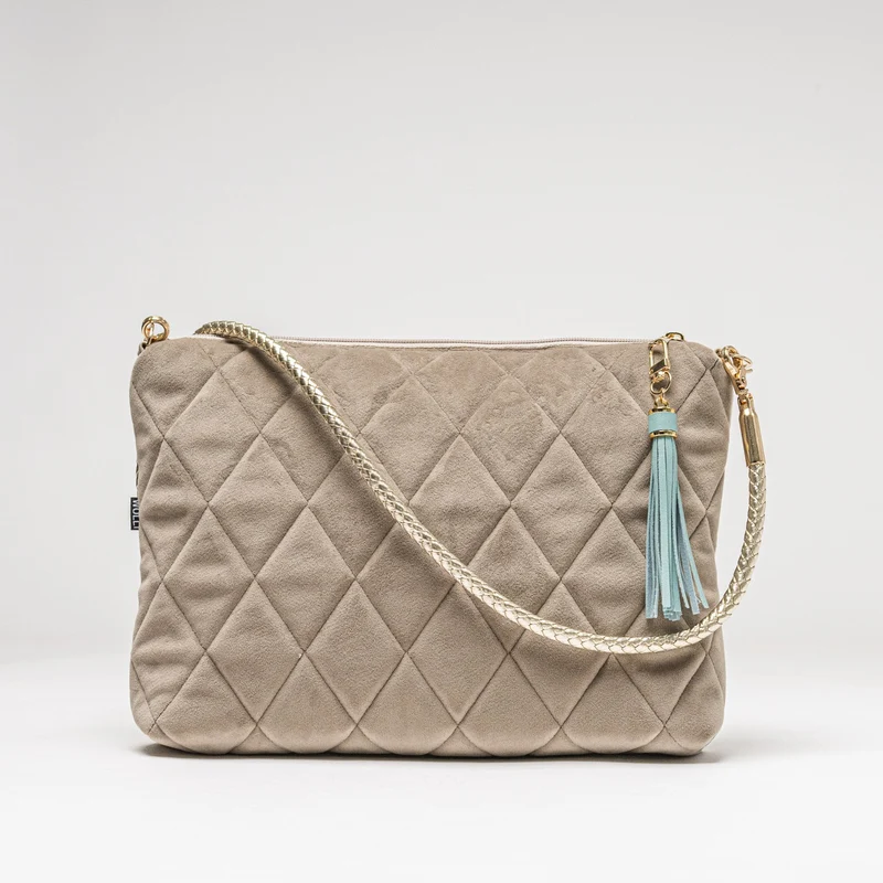 Mini-Cross Samt gesteppt beige